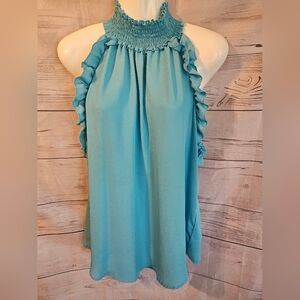 7th Avenue Design Studio by New York & Company Ruffle Mock Neck Halter Top - L